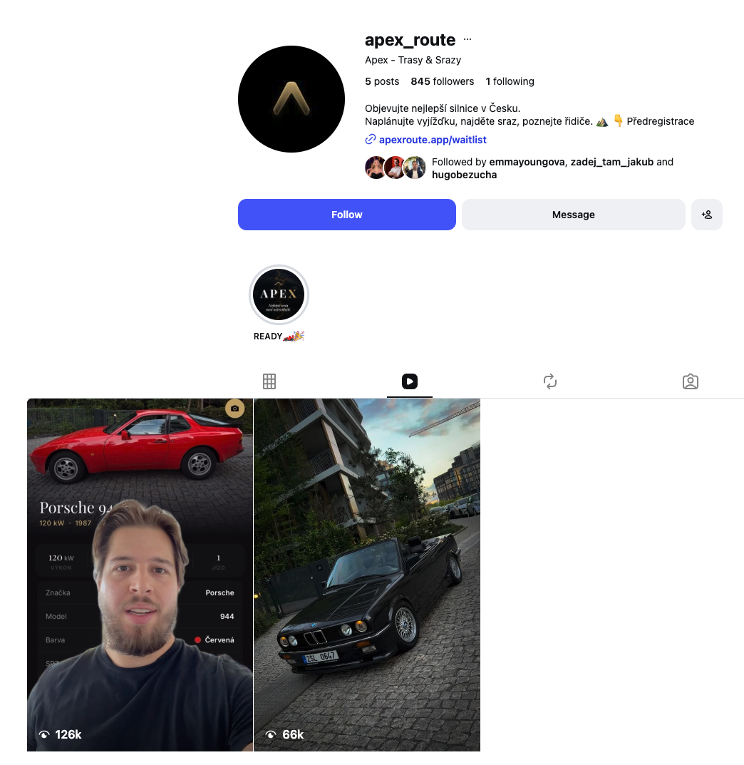 Apex, plánovač vyjížděk